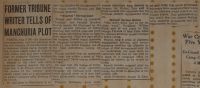 Former Tribune Writer Tells of Manchuria Plot News Article