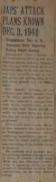 Japs' Attack Plans Known Dec. 3, 1941 News Article