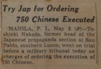 Try Jap for Ordering 750 Chinese Executed News Article