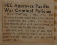 FEC Approves Pacific War Criminal Policies News Article
