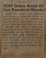 SCAP Orders Arrest of Gen. Kumakichi Harada News Article