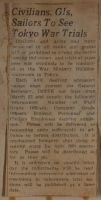Civilians, GIs, Sailors to See Tokyo War Trials News Article