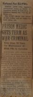 Prison Medic Gets Term As War Criminal News Article