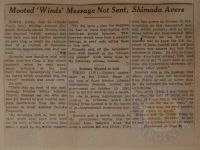 Mooted 'Winds' Message Not Sent, Shimada Avers News Article