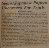 Secret Japanese Papers Uncovered for Trials News Article