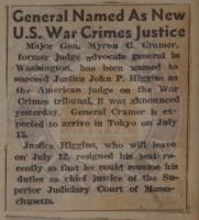 General Named as New U. S. War Crimes Justice News Article