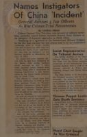 Names Instigators of China 'Incident' News Article