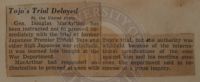 Tojo's Trial Delayed News Article