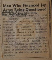 Man Who Financed Jap Army Being Questioned News Article