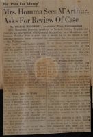 Mrs. Homma Sees M'Arthur, Asks for Review of Case News Article