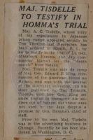 Maj. Tisdelle to Testify in Homma's Trial News Article