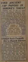 Find Ancient Jap Papers in Shrine's Vault News Article