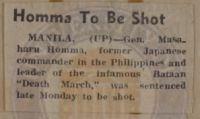Homma to be Shot News Article