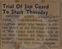 Trial of Jap Guard to Start Thursday News Article