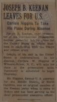 Joseph B. Keenan Leaves for U. S. News Article