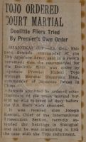 Tojo Ordered Court Martial News Article