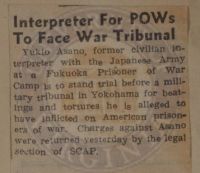 Interpreter for POWs to Face War Tribunal News Article