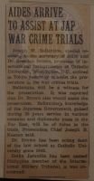 Aides Arrive to Assist at Jap War Crime Trials News Article