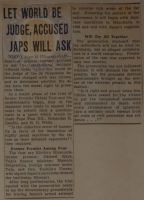 Let World be Judge, Accused Japs Will Ask News Article