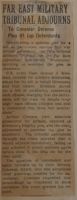 Far East Military Tribunal Adjourns News Article