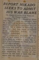 Report Mikado Seeks to Admit His War Blame News Article