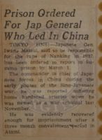 Prison Ordered for Jap General Who Led in China News Article