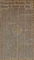 Prosecutors Heading for China to Study Jap Acts News Article