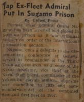 Jap Ex-Fleet Admiral Put in Sugamo Prison News Article