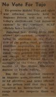 No Vote for Tojo News Article