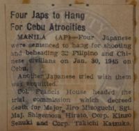 Four Japs to Hang for Cebu Atrocities News Article