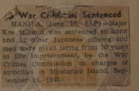 Jap War Criminals Sentenced News Article