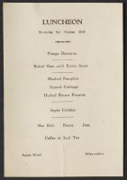 Lunch and Dinner Menus and Documents, October 1946