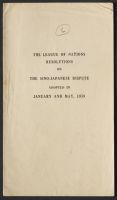 The League of Nations Resolutions on the Sino-Japanese Dispute, Adopted in January and May 1939