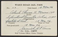 Sutton Ward Road Jail Pass, 3-18-46