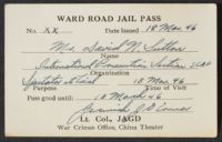 Sutton Ward Road Jail Pass, 3-18-46