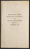 The League of Nations Resolution and Report on the Sino-Japanese Dispute, Adopted in September 1938